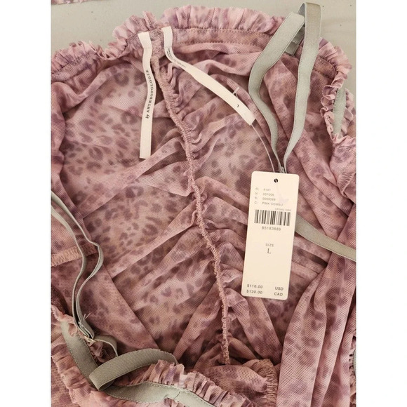 NWT By Anthropologie Sheer Mesh Dress Size L Pink Combo - Picture 8 of 11